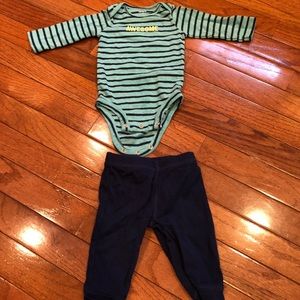 Long sleeve shirt and navy pants